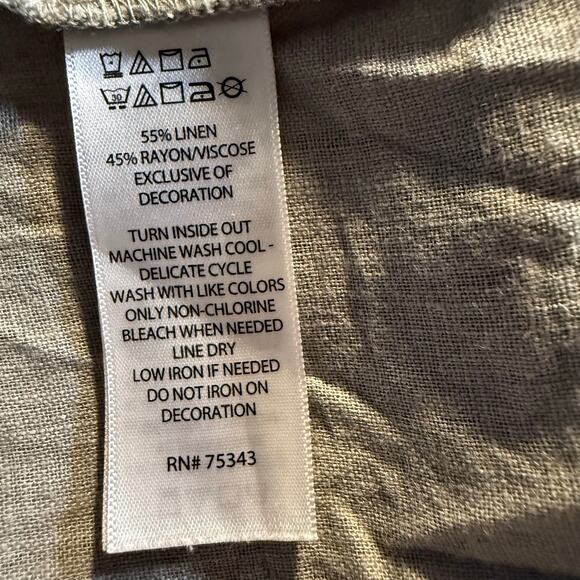 Tahari Linen Blend Button Front Shirt Dress, Gray, Size Medium - Picture 7 of 8